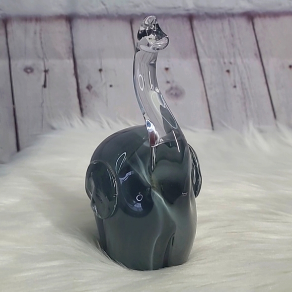 Y2K Unsigned Blown Glass Gray African Asian Elephant Paper Weight Trinket Decor - Picture 14 of 17